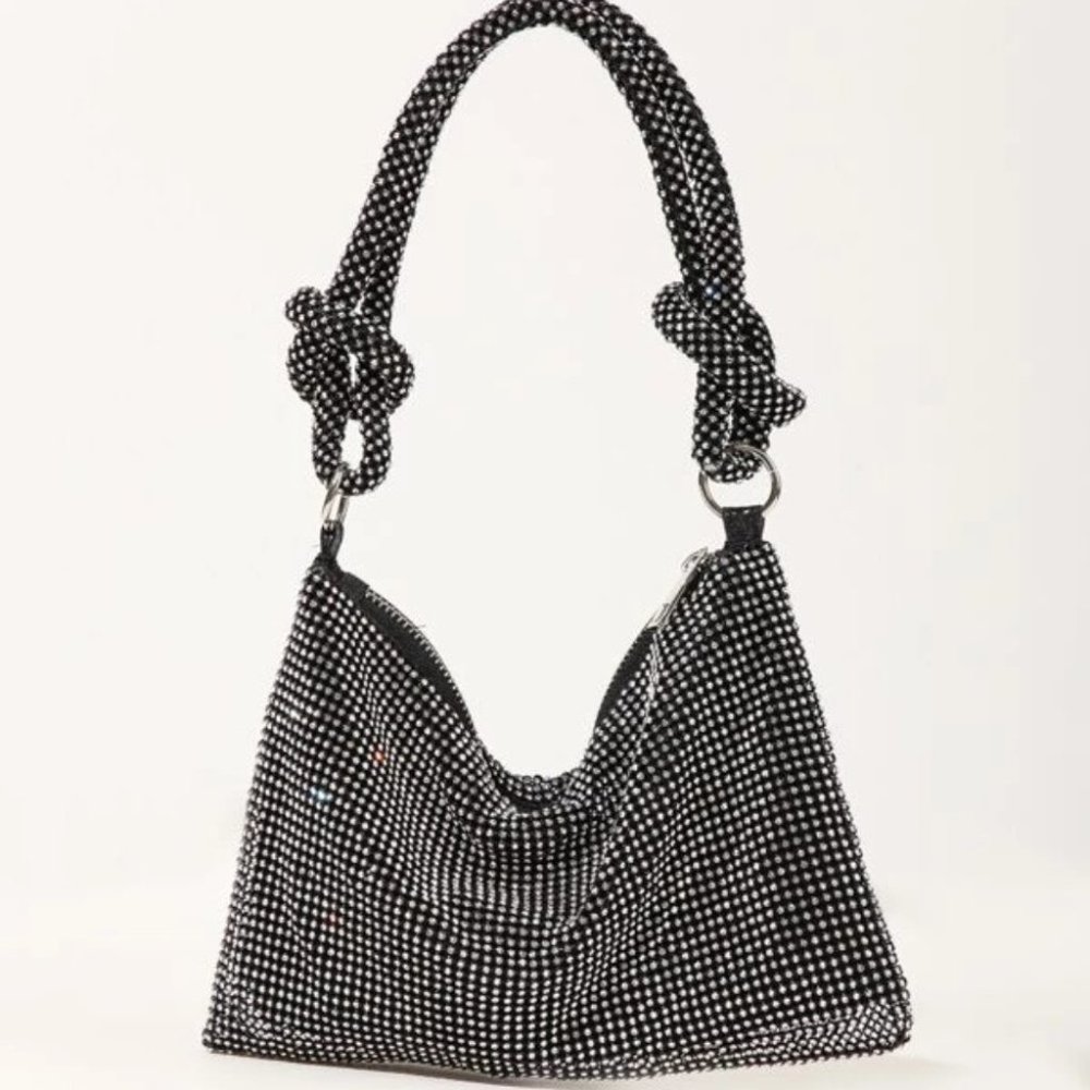 Rhinestone Decor Knot Detail Clutch Bag - Picture 1 of 8
